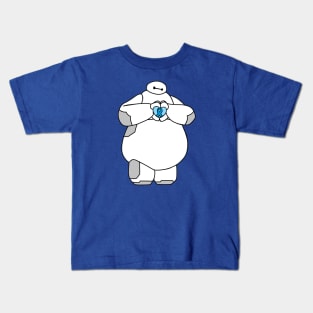 Health Care Robot Holding Awareness Ribbon (Blue) Kids T-Shirt